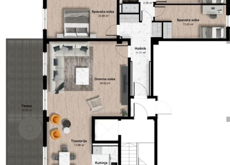 Luxury penthouse in Podgorica, Zagorić – 3 bedrooms