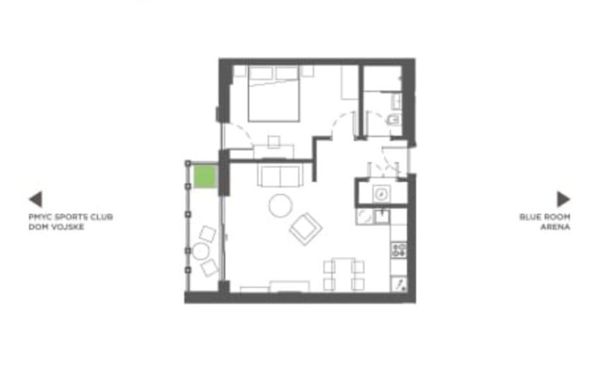 Furnished one-bedroom apartment in the prestigious Boka Place complex