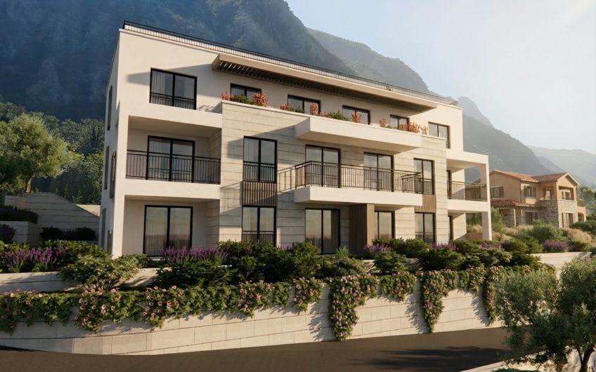 New one-bedroom apartment in a building with a swimming pool – Dobrota