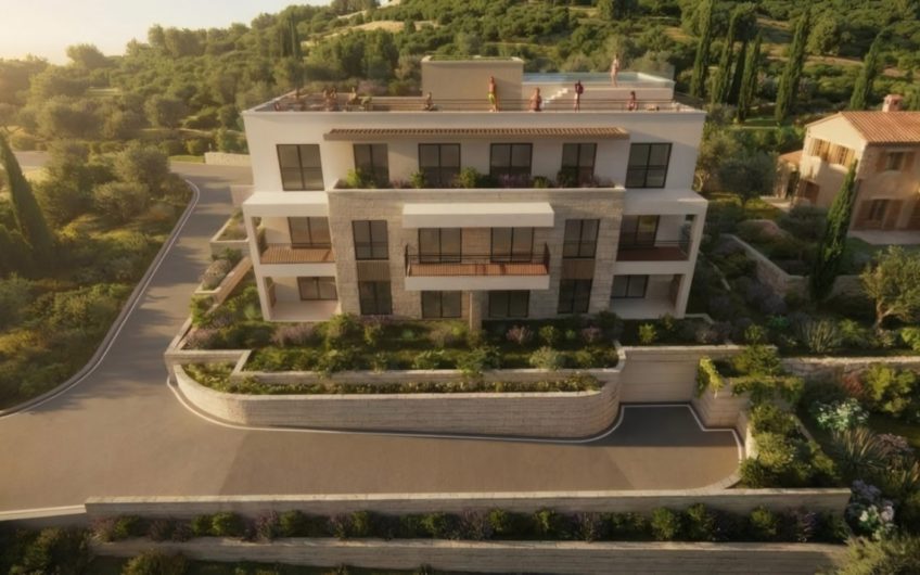New one-bedroom apartment in a building with a swimming pool – Dobrota
