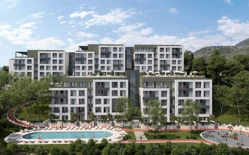 One-bedroom apartments in a new complex with a swimming pool in Tivat – from €137,800