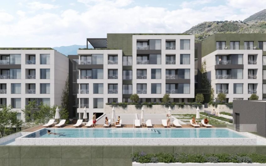 One-bedroom apartments in a new complex with a swimming pool in Tivat – from €137,800